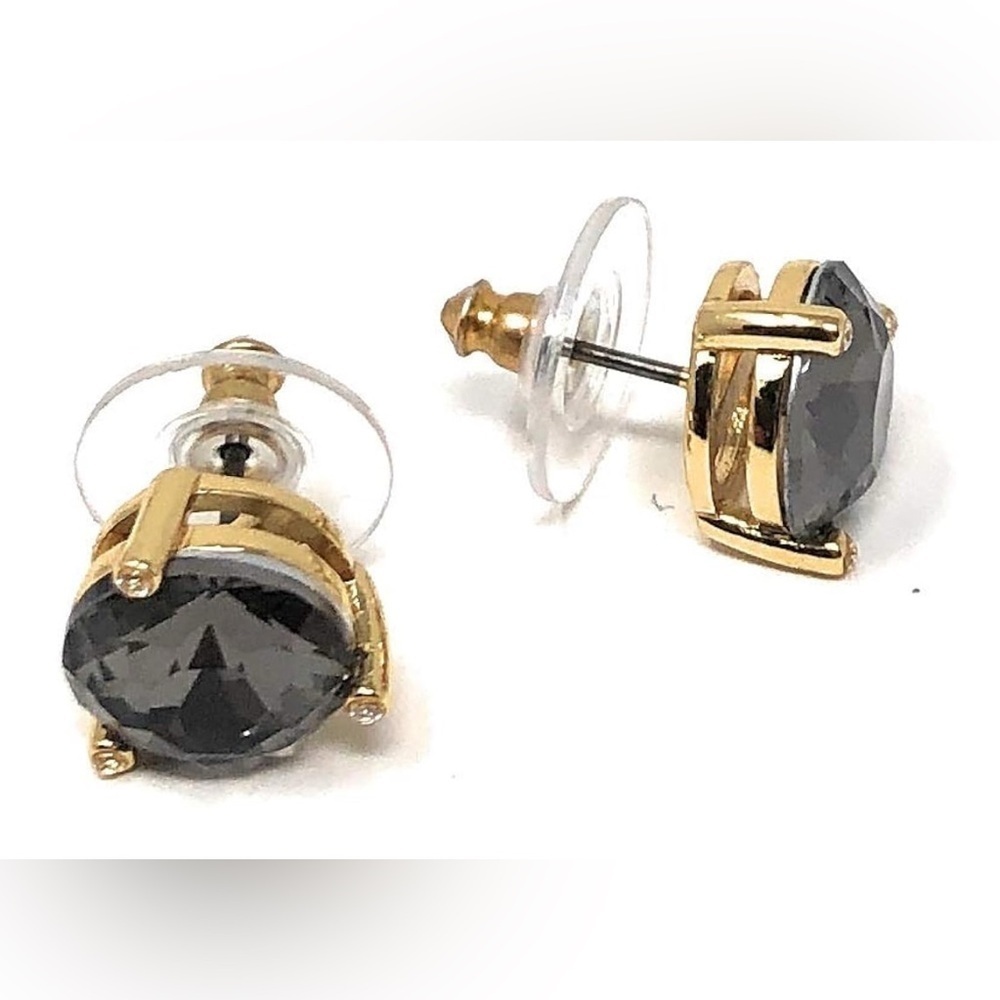 KATE SPADE RHINESTONE AND GOLD STUD EARRINGS.